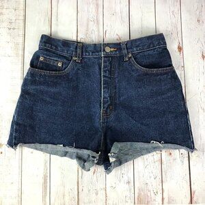 Bill Blass Dark Wash Easy Fit High Rise Raw Hem Shorts Size 4